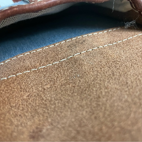 DOONEY & BOURKE Signature Mono Canvas Brown Leather Double Pocket Satchel - Picture 4 of 15